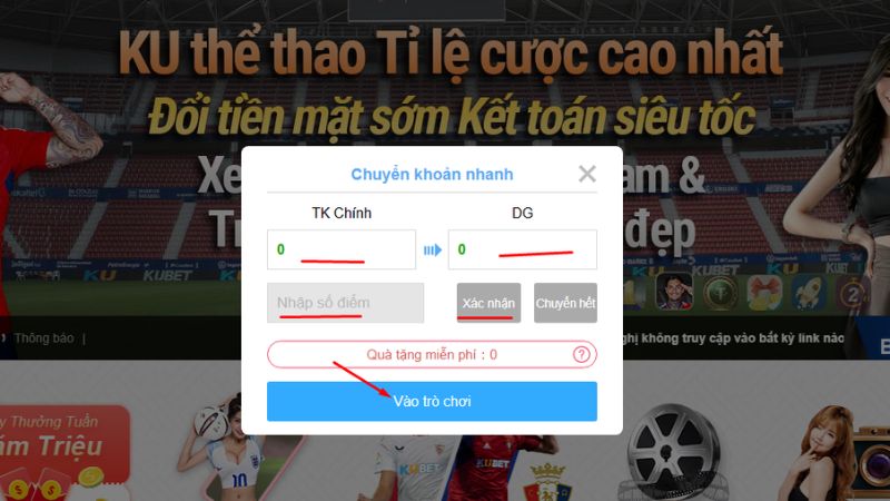 Hướng dẫn chơi Rồng Hổ Kubet - 5 Bước Đơn Giản, Xem Ngay! 3 Chuyển tiền từ tài khoản chính để chơi game