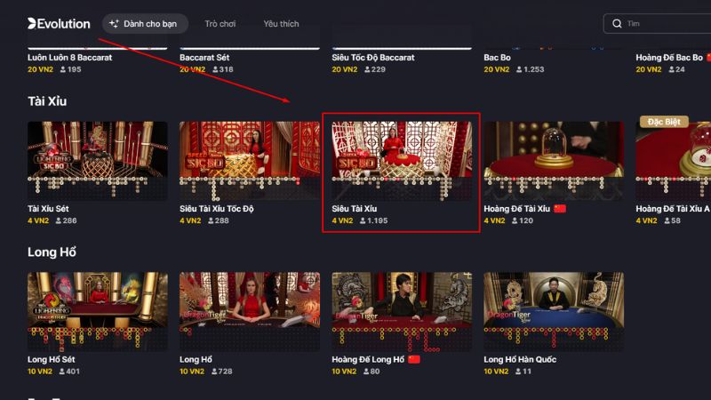 Siêu Tài Xỉu - Chơi Liên Tục Với 3 Viên Xúc Xắc Cực Hay 2 Siêu Tài Xỉu thuộc mục game Live Casino tại sảnh EVO